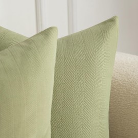 Mandioo Pack of 2 Chenille Throw Pillow Covers Elegant Design Soft and Luxurious Decorative Cushion Covers Pillowcase Couch Sofa Bedroom Living Room Decor 12x20 Inch 50x30cm Sage Green