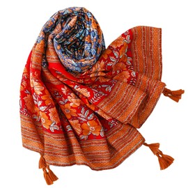 FAIRYGATE Ladies Scarf Lightweight Women Summer Cotton Blend Crinkle Vintage Soft Long Scarf Linen Beach Shawl Wrap 56028