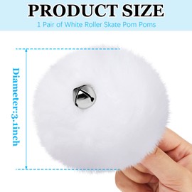 Sumind 2 Pieces Roller Skate Pom Poms with Bells for Women Girls Princess Fluffy Tie on Fuzzy Pompom Puff Balls for Quad Roller Skate Accessories(8 cm,White)