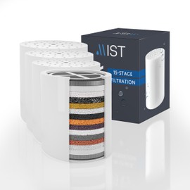 Mist - 15 Stage Filtered Shower Head Replacement Cartridge, Universally Compatible With Any Similar Design, Shower Water Softener with High Output, Long Lasting-Shower Filter For Hard Water (4 pack)