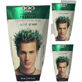 Ice Hair 3 ICE Hair Spiker Colorz Metallix Acid Green Colored Styling Glue 1.69 oz ea(141