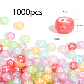 HERZONE Pack of 1000 Letter Beads for Threading Acrylic Alphabet Beads Mix A-Z Beads for Jewellery Making DIY Necklace Bracelet Keychain (Colour B)