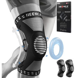 NEENCA 2 Pack Knee Braces for Knee Pain, Compression Knee Sleeves with Patella Gel Pad & Side Stabilizers, Knee Support for Meniscus Tear, Arthritis, Joint Pain, ACL, Runner, Workout- FSA/HSA APPROVED
