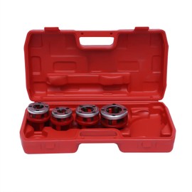 Pipe Threader Kit, Ratchet Pipe Handheld Threading Tool Set Ratcheting Set, with Carry Case and 5 Dies(3/8",1/2",3/4'',1",1-1/4"), for the Construction, Pipeline, and Equipment Installation Industries