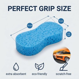 Set of 3 Large Car Sponge, Absorbent Cleaning Sponge, 19 x 9 x 4.5 cm for Car Wash, Household & Tiles, Paint-friendly Cleaning Sponge, Compressed Sponges in Random Colours