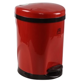 Ucake 1.8 Gallon Plastic Pedal Step-On Waste Bin, Round Trash Can with Inner Bucket, Red