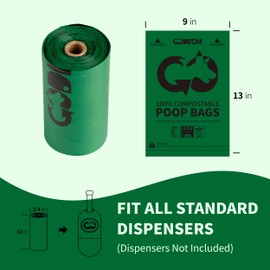 Certified 100% Home Compostable Poop Bags for Dogs, 270 Count Guaranteed Leak Proof and 18 Microns Extra Thick Waste Bag, 18 Rolls of Plant Based Doggie Poop Bag, No Scented with ASTM D6400 & EN13432