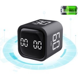 Cu-be Timer, Kitchen Timer, Gravity Sensor Flip Cu-be Timer, LED Display Silent Countdown Timer, Digital Kitchen Timers for Work, Study, Meeting, Cooking, Fitness (Black)