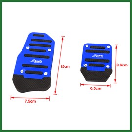 Motoforti 3 Pcs Black Blue Plastic Metal Nonslip Pedal Cover Set for Car Long-lasting