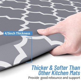 4/5 Inch Thick Kitchen Rugs, Kitchen Mat, Anti Fatigue Floor Mat, Waterproof Mats & Rugs, Heavy Duty PVC Ergonomic Comfort Standing Foam for Kitchen, Home, Office, Sink, Garage, 17.3" x60”, Grey