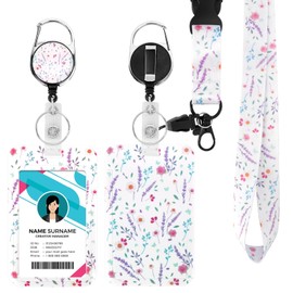 YCDKK ID Badge Holder with Lanyard and Retractable Badge Reel Clip Set, LavenderFunny Work Id Card Holder for Nurse Doctor Teacher ID Proximity Key Cards Drivers Licenses, and Passes
