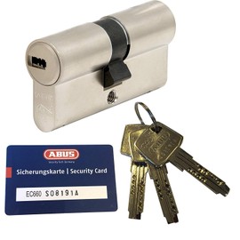 ABUS EC660 Profile Double Cylinder Length (a/b) 30/30 mm (c = 60 mm) with 3 Keys with Security Card