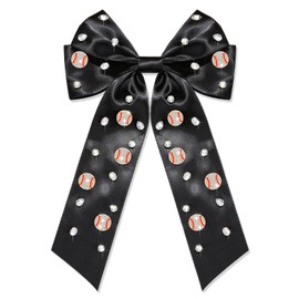 Baseball Hair Bows for Women White Red Baseball Cheer Bows Jeweled Big Satin Sport Hair Ribbons Softball Baseball Hair Clips Game Day Baseball Mom Accessories Gifts