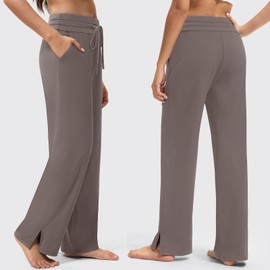 addigi Wide Leg Pants Woman Yoga Pant with Pockets Drawstring Loose Stretchy High Waist Work Dress Pant Comfy Casual Sweatpants Petite Taupe 3X-Large