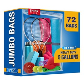 [PACK OF 72] Extra Large Food Storage Zipper Bags for Shipping, Packaging, Storage, Moving & Relocating 2 Mil., 18"x24", Spacious 5 Gallon