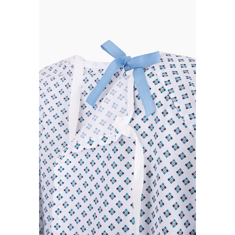 EASY CARE SOLUTIONS | Unisex PATIENT GOWN Blue/Green Diamond Print
