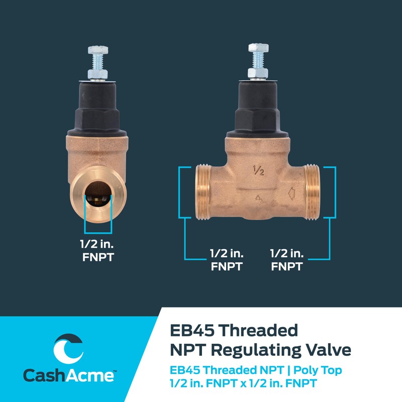 Cash Acme EB45 Pressure Regulating Valve, 1/2 Inch NPT Threaded,