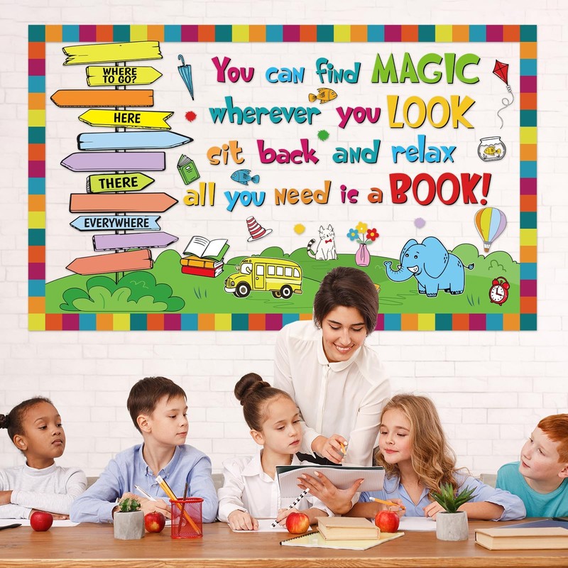 82Pcs Reading Bulletin Board Reading Day Book Themed Classroom Decorations