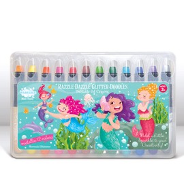 The Piggy Story Glitter Gel Crayons, Set of 12 Crayons in Mermaid Shimmer Design