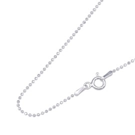 Kualitas Genuine 925 Sterling Silver Diamond Cut 1.2mm Ball Chain Necklace 22''