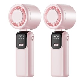 Handventilator 2PCS, 5-Gang Mini-Turbolüfter mit LED-Digitalanzeige, 2000 mAh USB-wiederaufladbarer Personalventilator, leiser und leichter Kühlventilator für Reisen, Büro und den Sommergebrauch
