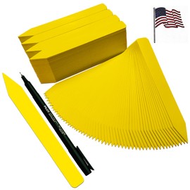 TAGKRAFTERS 6" x 5/8" Yellow Premium Pot Stakes with Marker - 500 Pcs - Plastic Plant Tags and Labels - Nursery Garden Tree Labels Waterproof Writeable | Made in The USA |