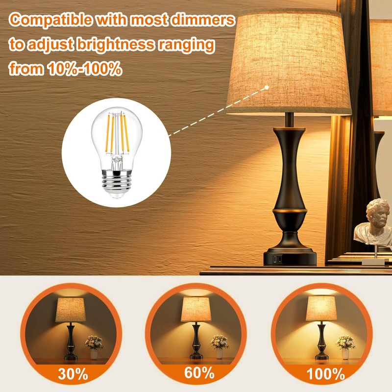 Vinaco A15 LED Bulb 60w, 4 Pack Dimmable No Flicker
