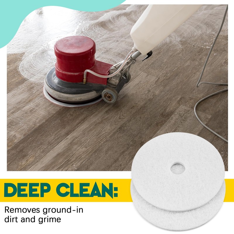 Teenyyou 20" White Scrubbing Pads Commercial Cleaning Orbiter Pads-Maintenance Non