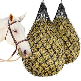 Pack of 2 Hay Net for Horses Large 10-15 kg, Hay Net Tight Mesh 5 x 5 cm, Hay Bag Horse, Round Bale Hay Bag for Horses for Species-Appropriate Feeding, Hay Ball Horse Improves Digestion, On the Go