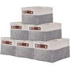 Small Storage Baskets 6 Pack Grey White Closet Organizers Foldable