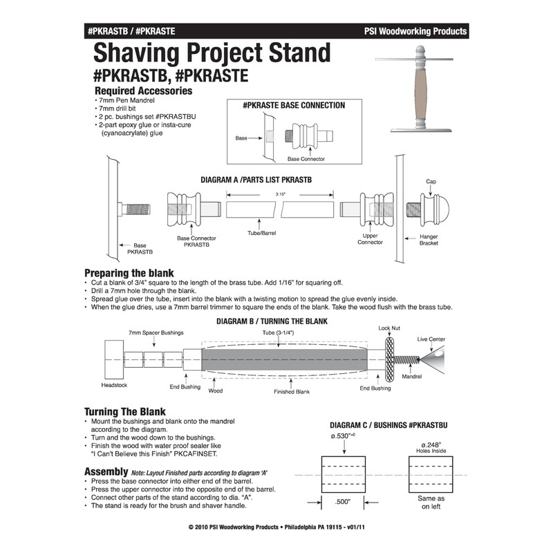 Penn State Industries PKRASTFCH Deluxe Shaving Razor Stand Kit, Woodturning