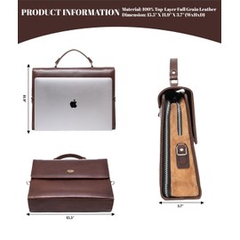Rabbaniz Leather Laptop Briefcase for Men and Women, Waterproof Travel Messenger Bags 13.3 15.6 inch Black Laptop Bag (Chocolate Brown, 15.6 Inches)