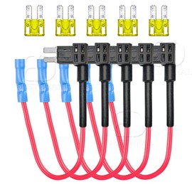 5 Pack Micro 2 Fuse TAP 12V Car Add a Circuit ATR Blade Fuse Adapter fit for J-E-E-P Wrangler JL RGB DRL with 20A Fuse Micro II Fuse Holder Add On Dual Circuit Adapter for Cars Trucks Boats (Micro 2)