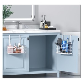 Carwiner Hair Dryer Holder, 2PC Hair Tool Organizer, Blow Dryer Holder, Adjustable Height Bathroom Cabinet Organizer Tray for Hair Dryer Straightener Wall Mounted/Cabinet Door