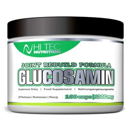 HI TEC NUTRITION Glucosamin Kapseln Hochdosiert - Glucosaminsulfat Vitamin C Vitamin E Regeneration von Gelenkknorpel Erhöht Gelenkbeweglichkeit - 100 Kapseln Neutaler Geschmack