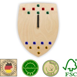 Herr Bo & Co Knight sign made of untreated 3 mm birch plywood with 16 large glitter stones, including strap made of high-quality double-sided Velcro tape, FSC certified, made in Germany