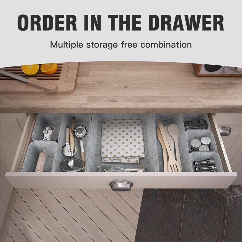 Felt drawer organiser,Drawer Organiser Set,Stackable Storage Boxes,Eco-Friendly Makeup Drawer Organiser,Felt