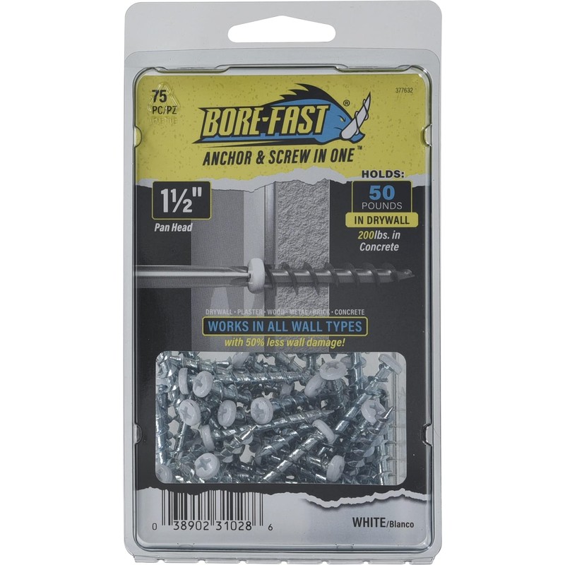 Hillman 377632 Borefast Drywall Anchors, White