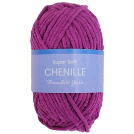 ThreadArt Chenille Yarn for Crocheting, Knitting, Amigurumi, Super Soft Plush Velvet Yarn - 50 Gram 60 yds #5 Fluffy Yarn Skeins - Magenta 20