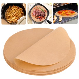 Pack of 150 Baking Paper, Round, Non-Stick Baking Paper, Diameter 28 cm, Round BBQ Paper, Heat Resistant Non-Stick Coating Parchment Paper for Pans Baking BBQ Pizza Cakes Air Fryer (Brown)