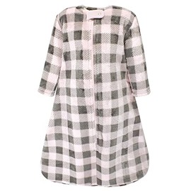 Hudson Baby Unisex Baby Plush Sleeping Bag, Sack, Blanket, Pink Gray Plaid, 0-6 Months