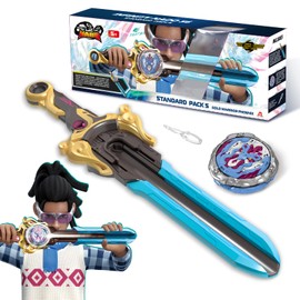 INFINITY NADO Bey Battling Blade Toys, Spinning Top and Sword Launcher Battle Set Toys for Kids, Bey Battle Blade Brust Sword Top Toys for 5 6 7 8 9 10 11 12 Year Old Boys, Gold Warrior Phoenix
