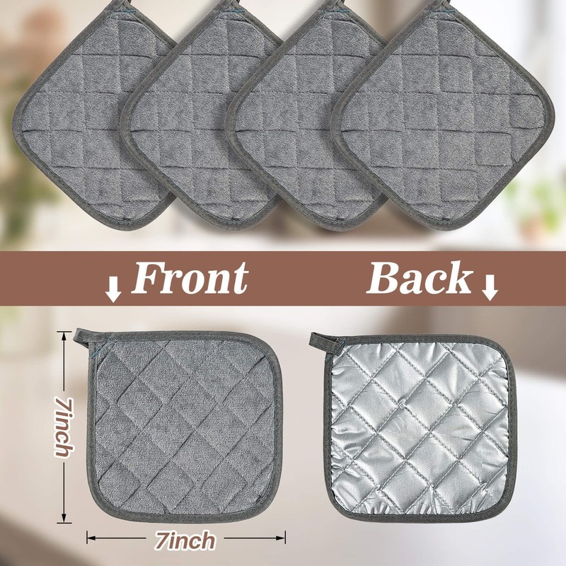 Cotton Pot Holders for Kitchen - MAQIHAN 4 pcs Square