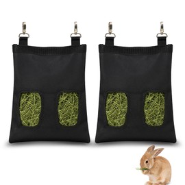 Rabbit Hay Feeder, 2 Pack Hanging Hay Bag for Rabbits and Guinea Pigs, Portable Hay Holder for Small Pets, Durable Fabric Design to Reduce Waste and Keep Cage Clean