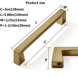 CABDM 6 Pack 5 inch Solid Champagne Bronze Cabinet Handles Kitchen Hardware Drawers Bathroom Vanity Cabinet Door Handles