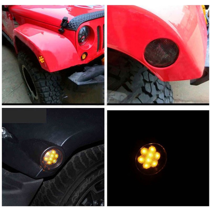 Pair of LED Fender Turn Signal Side Marker Light Fit