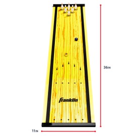 Franklin Sports Table Top Shuffleboard Bowling Game - Indoor Bowling Game for Kids - Mini Shuffleboard Mat with Bowling Pins - Easy to Setup and Play