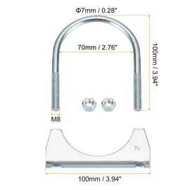 sourcing map sourcing map Muffler U-Bolt Clamps for 70mm(2-3/4") Diameter Exhaust Tail Pipe, 2pcs Exhaust U Clamp Saddle Type U-Bolt Clamps