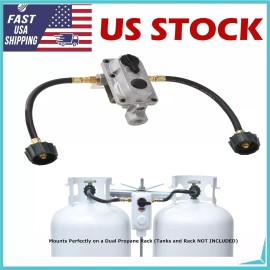 Unbranded 2-Stage Auto Changeover Propane Gas RV Regulator Kit with 2 12" Pigtails