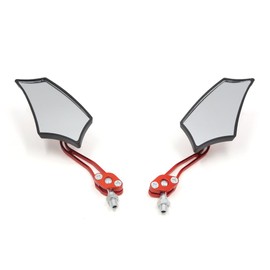 uxcell Black Orange Adjustable Pentagon Side Rear View Mirror for Motorcycle Scooter 2 Pcs